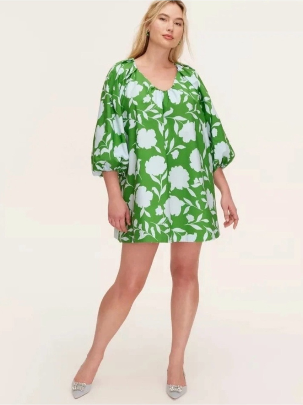 Kate Spade Green Floral Poplin Mini Dress